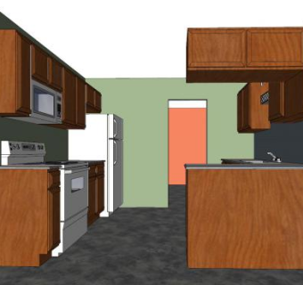 现代原木橱柜家电SU模型下载_sketchup草图大师SKP模型
