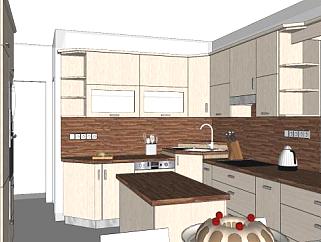 现代<em>岛</em>型厨房设计SU模型下载_sketchup草图大师SKP模型