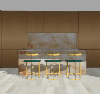 后现代轻奢厨房SU模型下载_sketchup草图大师SKP模型