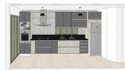 经典灰色厨房设计SU模型下载_sketchup草图大师SKP模型