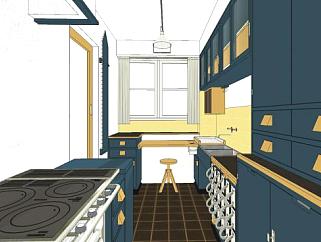 北欧时尚厨房设计SU模型下载_sketchup草图大师SKP模型