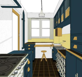 北欧时尚厨房设计SU模型下载_sketchup草图大师SKP模型