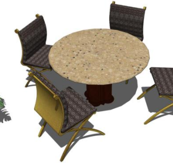 圆形餐桌的su模型下载_sketchup草图大师SKP模型