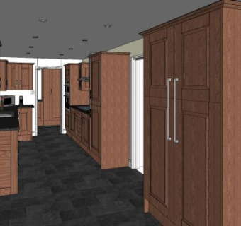 美式实木橱柜厨房SU模型下载_sketchup草图大师SKP模型