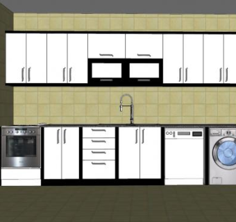 简约家电厨房SU模型下载_sketchup草图大师SKP模型