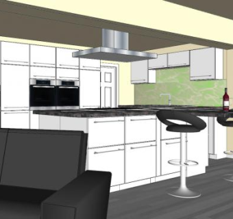 现代别墅开放式厨房SU模型下载_sketchup草图大师SKP模型