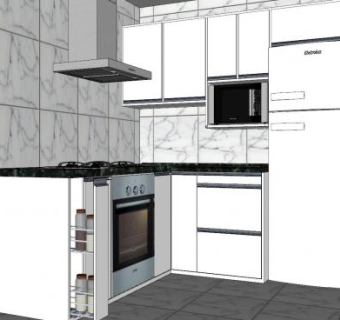 大理石家电厨房SU模型下载_sketchup草图大师SKP模型