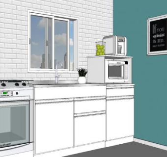 小清新白色厨房SU模型下载_sketchup草图大师SKP模型