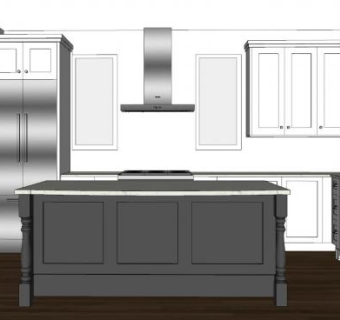 轻奢经典色厨房橱柜SU模型下载_sketchup草图大师SKP模型