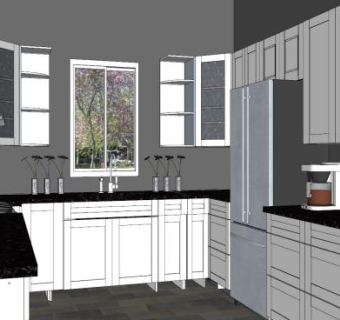 现代灰色厨房平台SU模型下载_sketchup草图大师SKP模型