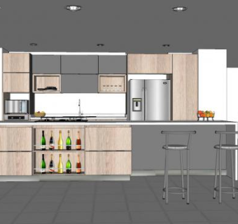现代时尚厨房家装SU模型下载_sketchup草图大师SKP模型