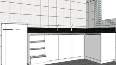 极简白色橱柜设计SU模型下载_sketchup草图大师SKP模型