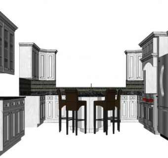 简欧轻奢厨房设计SU模型下载_sketchup草图大师SKP模型
