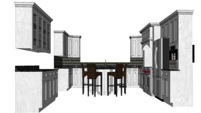 简欧轻奢厨房设计SU模型下载_sketchup草图大师SKP模型