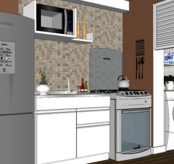 欧式马赛克厨房设计SU模型下载_sketchup草图大师SKP模型