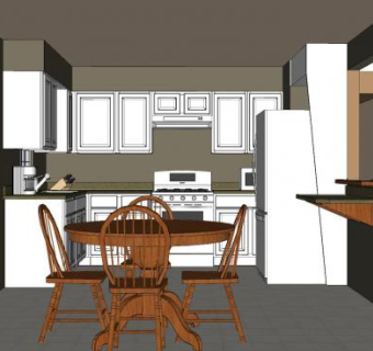 简欧现代厨房餐厅SU模型下载_sketchup草图大师SKP模型