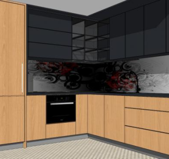 简约现代时尚厨房SU模型下载_sketchup草图大师SKP模型