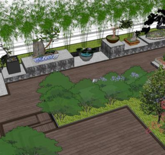 中式屋顶花园su模型下载_sketchup草图大师SKP模型
