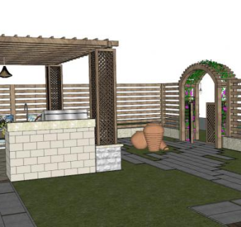 东南亚风格围栏su模型下载_sketchup草图大师SKP模型