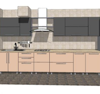 简约现代橱柜吊柜SU模型下载_sketchup草图大师SKP模型