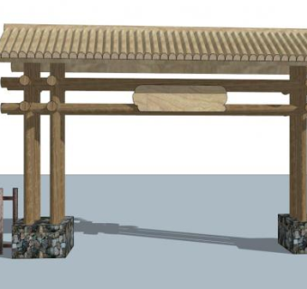 乡村大门su模型下载_sketchup草图大师SKP模型