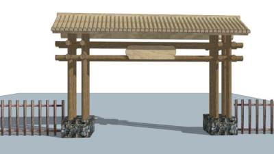 乡村大门su模型下载_sketchup草图大师SKP模型