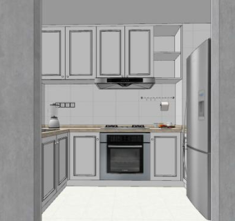 现代灰色厨房SU模型下载_sketchup草图大师SKP模型