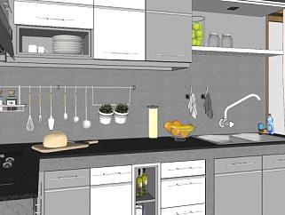 L型厨房设计SU模型下载_sketchup草图大师SKP模型