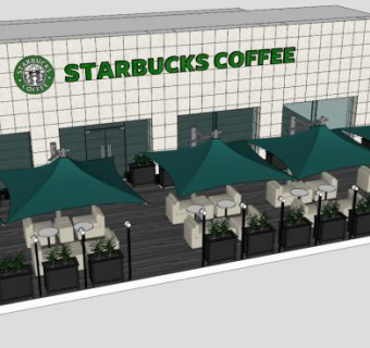 星巴克户外桌椅su模型下载_sketchup草图大师SKP模型