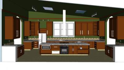 美式大型厨房吧台SU模型下载_sketchup草图大师SKP模型