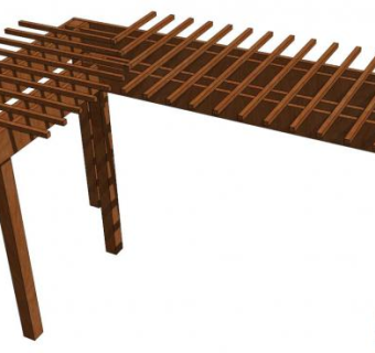 精细木质廊架su模型下载_sketchup草图大师SKP模型