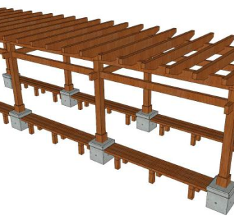 花架长廊su模型下载_sketchup草图大师SKP模型