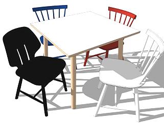 室外餐椅su模型下载_sketchup草图大师SKP模型