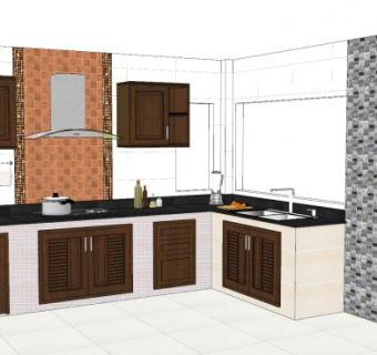 现代开放式厨房家电sketchup模型下载_sketchup草图大师SKP模型