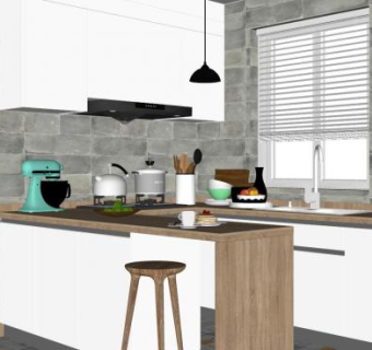 简约橱柜家电器具SU模型下载_sketchup草图大师SKP模型