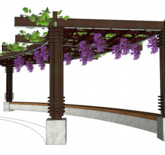 弧形花架廊su模型下载_sketchup草图大师SKP模型