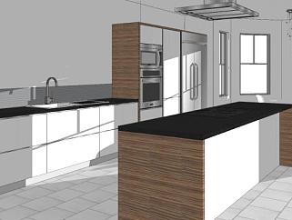 现代厨房家具设计SU模型下载_sketchup草图大师SKP模型