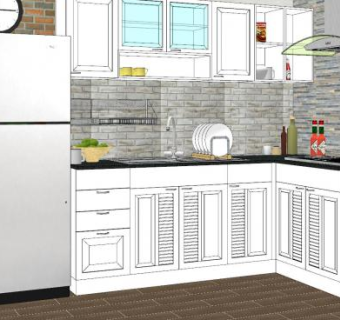 简欧橱柜餐具设计SU模型下载_sketchup草图大师SKP模型