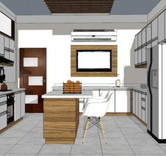 现代北欧厨房家装SU模型下载_sketchup草图大师SKP模型