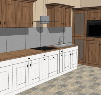 美式家装厨房设计SU模型下载_sketchup草图大师SKP模型