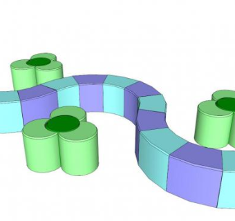 幼儿园长板凳su模型下载_sketchup草图大师SKP模型