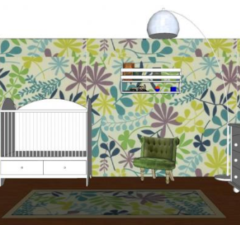 简约儿童房SU模型下载_sketchup草图大师SKP模型