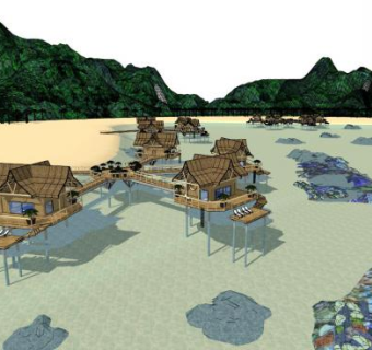 海边度假屋su模型下载_sketchup草图大师SKP模型