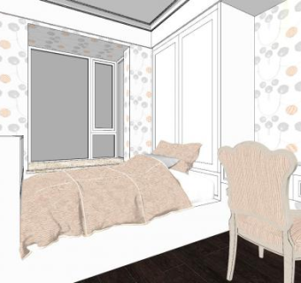 欧式榻榻米儿童床SU模型下载_sketchup草图大师SKP模型