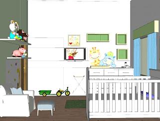 现代婴儿房设计SU模型下载_sketchup草图大师SKP模型