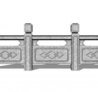 石质栏杆su模型下载_sketchup草图大师SKP模型