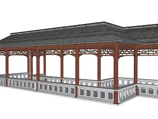 中国古建筑<em>连廊</em>su模型下载_sketchup草图大师SKP模型