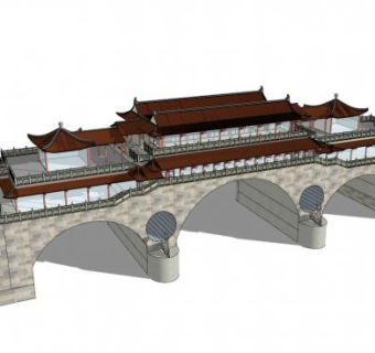 拱形廊桥su模型下载_sketchup草图大师SKP模型