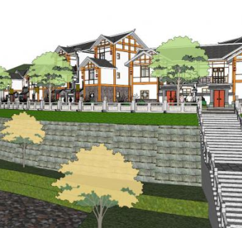 中式农村小别墅su模型下载_sketchup草图大师SKP模型