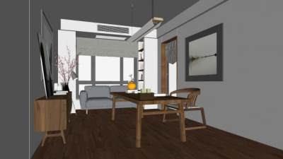 简约现代书房家具SU模型下载_sketchup草图大师SKP模型